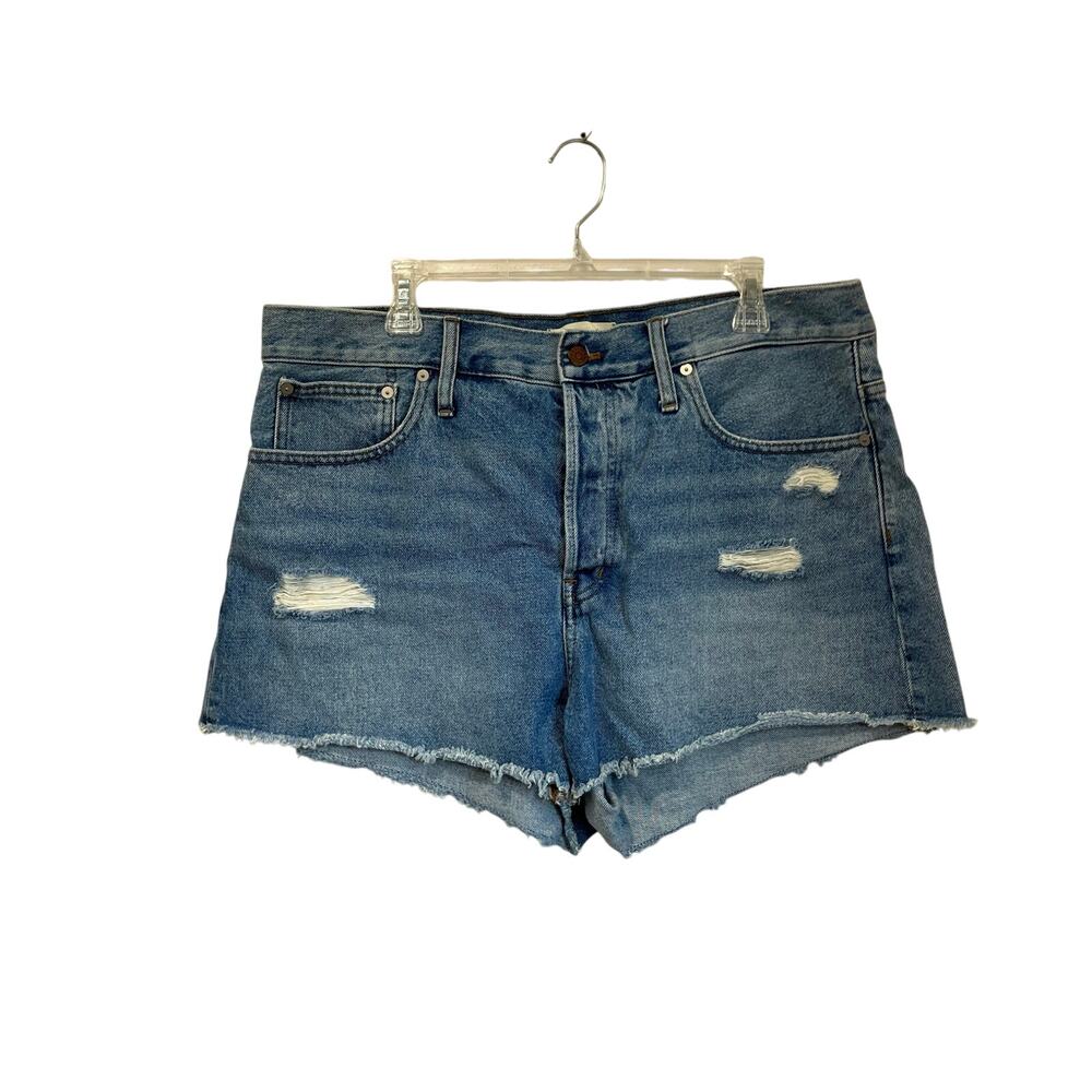 Madewell Relaxed Denim Shorts Distressed High Rise Blue Cotton Size 32
